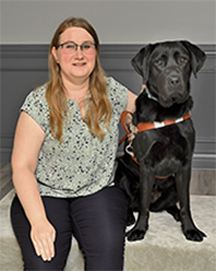 Photo of Lindsay Kerr and her guide dog